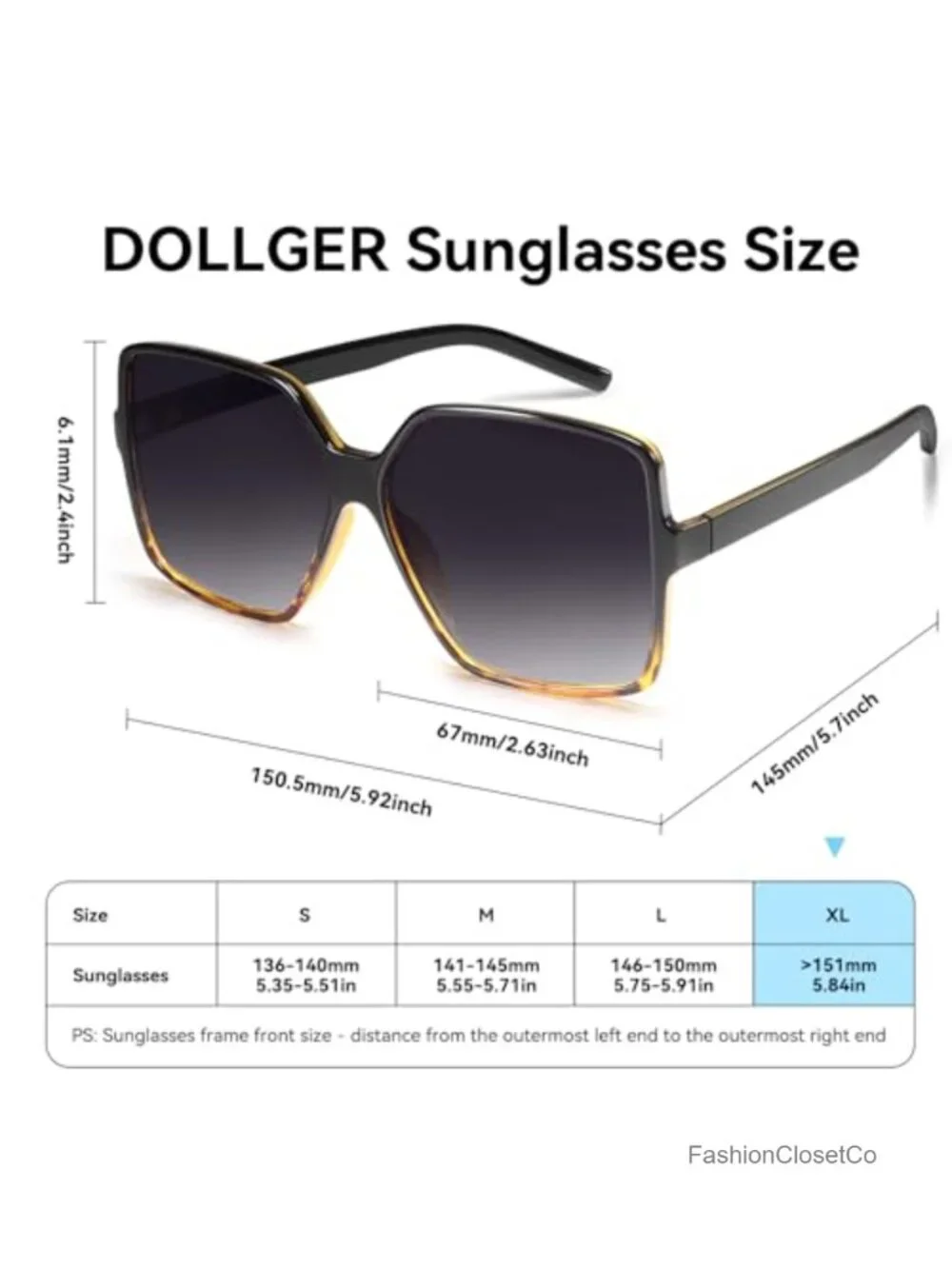Oversized Square Sunglasses UV Protection Polycarbonate Lens Unisex